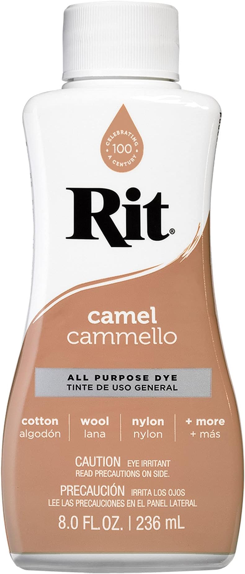Rit Nakoma 88460 Liquid Dye for Cotton Wool Nylon Camel 8 Oz 236 ml