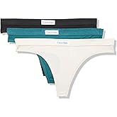 Calvin Klein womens Comfort Logo Cotton Stretch Thong Panties, 3 Pack