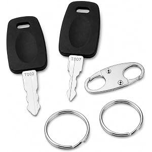 T002 T007 Luggage Lock Replacement Key Set, 2 Suitcase Keys with Split Rings and Dual-Opening S Hook, Compact Travel Backup f