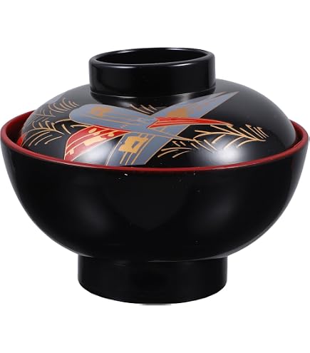 Japanese 4.5D Lacquered Plastic Rice Soup Bowls – Set Of 2, Ume Blossom Pattern, Made In Japan