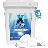 Xtremeclear 3-Inch Chlorine Tablets 99% Pure Tri-Chlor for Swimming Pools Spa Hot Tub 10lbs Bucket - Individually Wrapped Stabilized Sanitizer Slow Dissolving