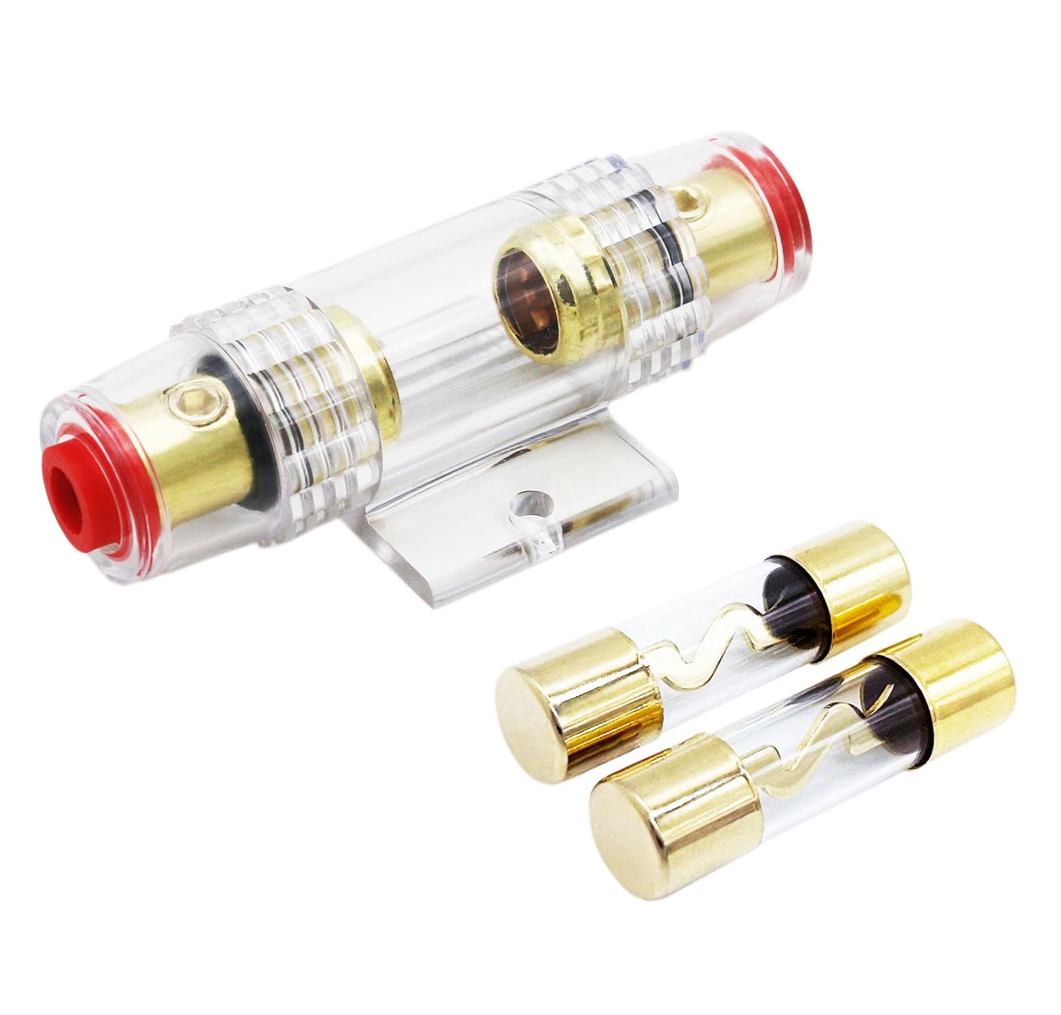 Carviya 4-8 Gauge AWG in-line Waterproof Fuse Holder with Two 100A AGU Type Fuses For Car Audio/Alarm/Amplifier/Compressors (1 Pack)