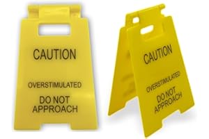 LEIAIRUI Caution Overstimulated Desk Sign - Overstimulated Do Not Approach Sign Ideal Gift For Office Cubicle, Humorous Mini Signage,Novelty Decor For Lively Workspaces(1)