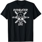 Rodbuster Life - Union Ironworker Rebar Rod Buster Skull T-Shirt