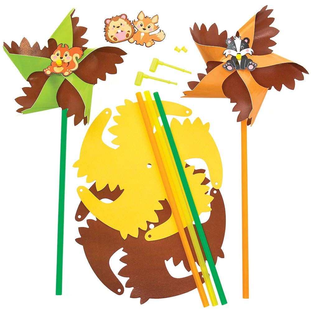 Baker Ross FX144 Autumn Windmill Kits - Pack of 6, Autumn Craft Kit, Kids Windmill Spinners, Kids Pinwheel