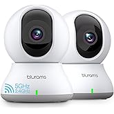 blurams Security Camera 2K, Baby Monitor Dog Camera 360-degree for Home Security (White-2Pack)