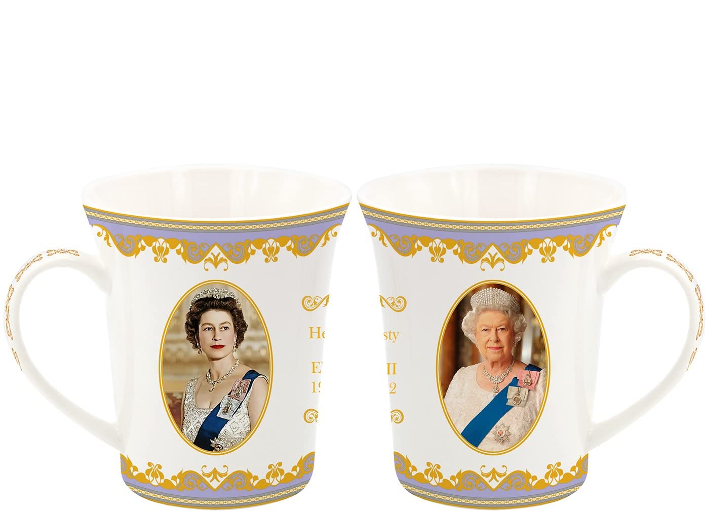 The Leonardo Collection Her Majesty Queen Elizabeth II Set of 2 Mugs, White, LP18204