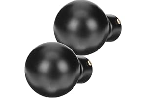 Homoyoyo 2pcs 28mm Matte Black Iron Curtain Rod Finials, round Drapery Pole End Caps for Single Double Rods,