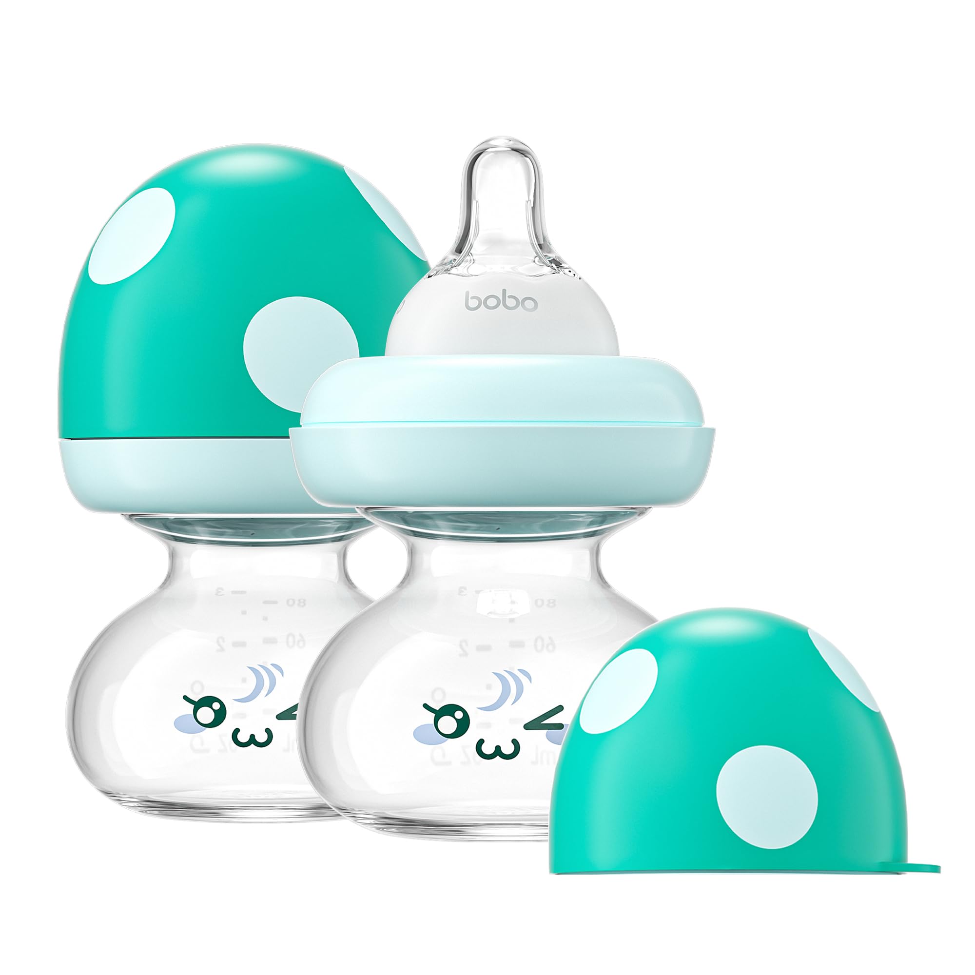 Photo 1 of YOHKOH Newborn Glass Baby Bottles with Slow Flow Nipple for 0+ Months, Wide Neck Feeding Bottle, 2.7oz/80ml (Blue, 2.7oz (Pack of 2))