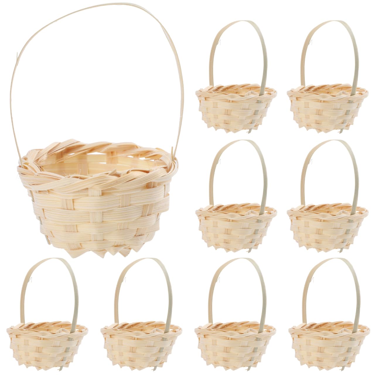 Happyyami Mini Bamboo Carrying Basket Small Wicker Basket with Handle Hand-Woven Mini for Floral Display Home Decor and Party Presentation