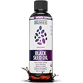 Zhou Organic Black Seed Oil - Black Cumin Seed Oil Cold Pressed, Nigella Sativa, Pure Unrefined Blackseed Liquid, Premium Supplement for Health with Thymoquinone, Omega 3 6 9 - 8 Fl Oz (Pack of 1)