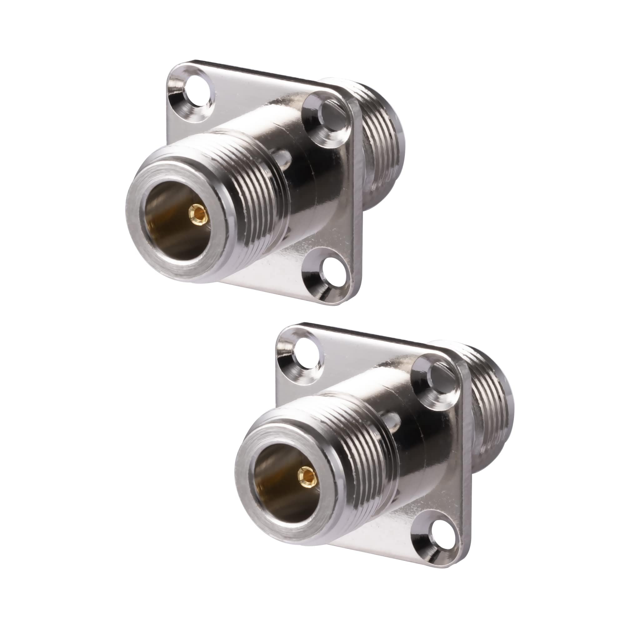 Vecys 2PCS N Female to N Female 4 Hole Flange Panel Mount Adapter N Type Coax Adapter
