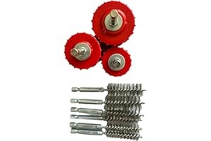 GINTBN Copper Pipe Cleaner for Drill, 1/2” 3/4” 1” Tube Cleaning Brush for Copper, Bronze, Brass Pipes and Tubes for Soldering, Stainless Steel Wire Bore Brushes for Power Drill, Plumbing Tools