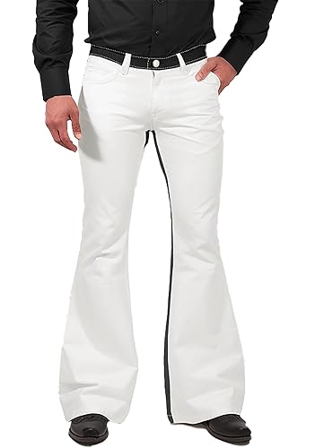 Men's Bell Bottom Pants 70s 60s Outfits for Men,Bell Bottom Jeans Disco  Pants Men… Black White