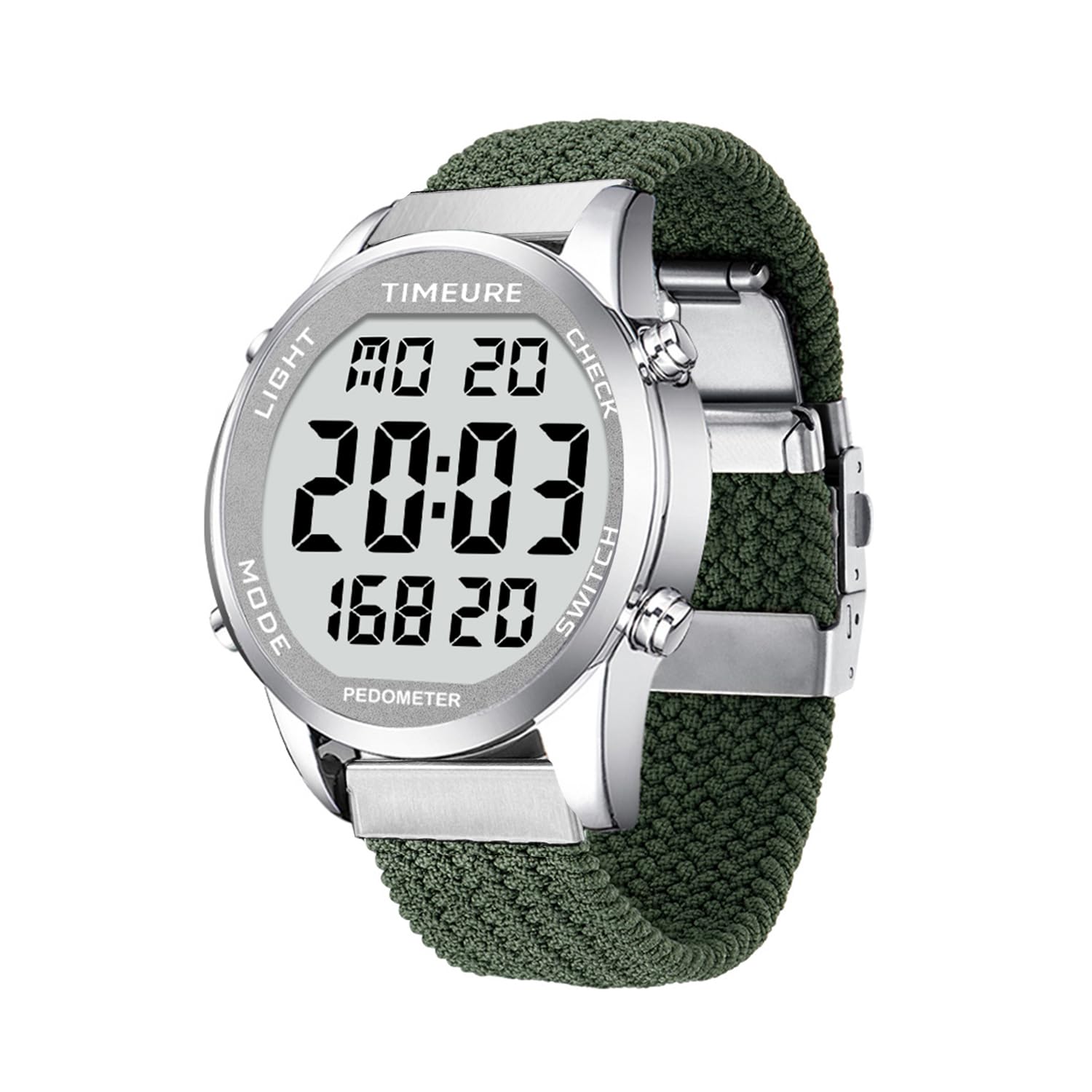 TIMEURE Pedometer Watch for Walking, Step Tracker Accurately, Waterproof Watch, Large Digital Display, Simple Step Counter Elderly Men and Women, Fashion Style Wrist Watch, Non Bluetooth (Green)