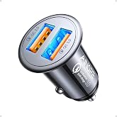 AINOPE QC3.0 USB Car Charger,Cigarette Lighter USB Charger,Fast Car Charger | [Mini & Metal] 45W Dual Cigarette Lighter Adapt