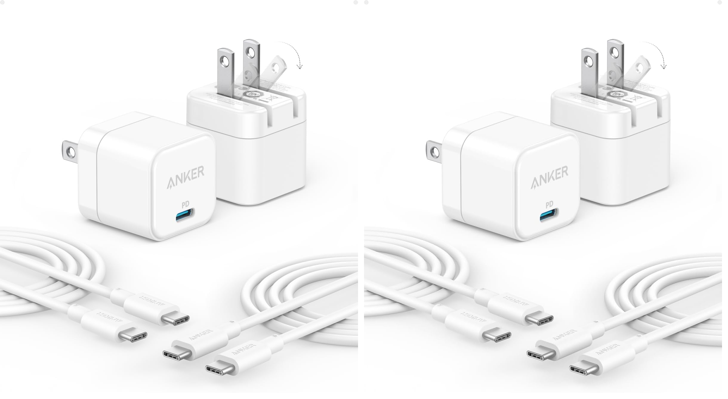 Anker USB C Charger Block with USB-C Cable, 20W Charger Block for iPhone 17/16 and More Series, Galaxy, Pixel, iPad Pro/Air/Mini Series (Pack of 4)
