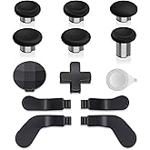 eXtremeRate Metal Replacement Thumbsticks Mod Swap Joysticks for Xbox One Elite Series 2, Gaming Accessories 2 D-Pads 4 Paddles for Xbox One Elite Core Controller - 13 in 1 Black