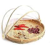 Panier De Pique-nique En Bambou Tressé, Housse Anti-poussière Et Anti Mouches Avec Gaze Panier De Pique-nique En Bambou Tressé, Housse Anti-poussière Et Anti Mouches Avec Gaze