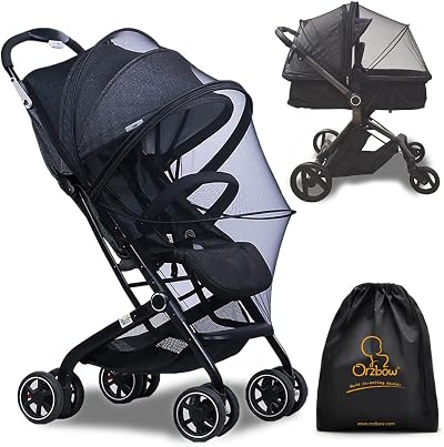 Orzbow Mosquito Net for Pram Universal Pram Net Cover with Zippers Black