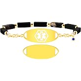 Uloveido Personalized Medical Alert Bracelets - Engraved Stainless Steel Medical ID Wristbands for Health Alerts, Allergies, Diabetes, Emergency Use - Custom Medical Identification Tag Bracelet