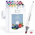 Ohuhu Alcohol Markers - Double Tipped Art Marker Set for Artists Adult Coloring - Alcohol-based Refillable Ink - 24 Basic Colors - Slim Broad & Fine Dual Tips - Kaala Markers Pen Gift