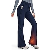 Moosehill Womens-Snow-Ski-Pants Water-Resistant Fleece Lined Warm Winter Hiking Thermal with 4 Zipper Pockets