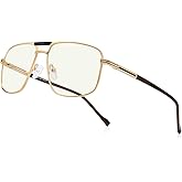 RB.Pilot Reading Glasses for Men Square Double Bridge Blue Light Blocking Computer Readers