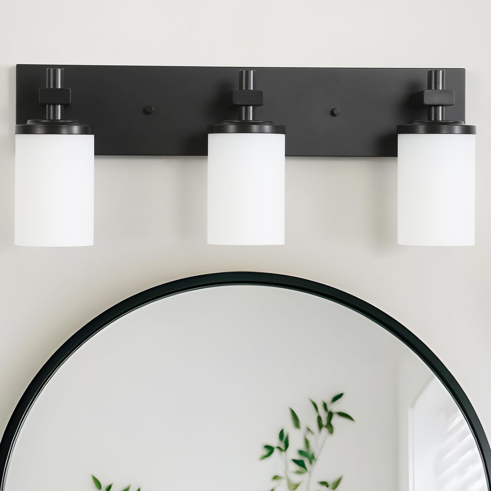 LOUSACE 3 Light Bathroom Vanity Lights Matte Black Bathroom Lighting ...