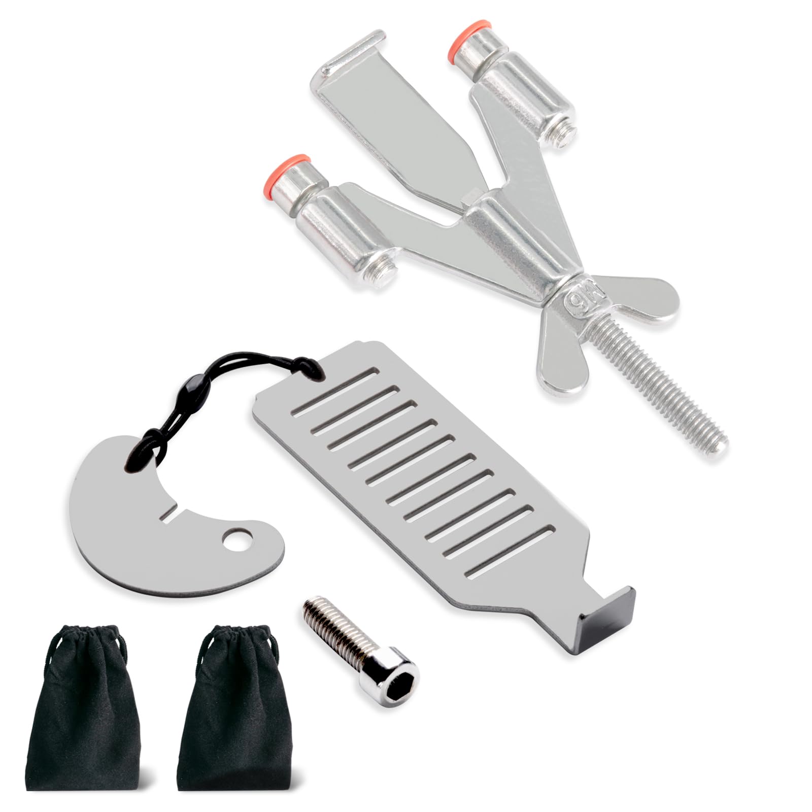 MEGAVOW 2 PCS Portable Door Stopper with Black Storage Bag, Safety Additional Privacy Locker from Inside Locks, Stainless Steel Door Locks Without Drilling for Traveling Hotel Home Apartment