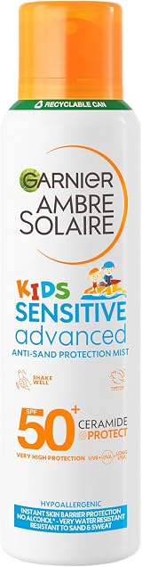 Garnier Ambre Solaire Kids SPF 50+ Sensitive Sunscreen Spray 150ml Anti-Sand