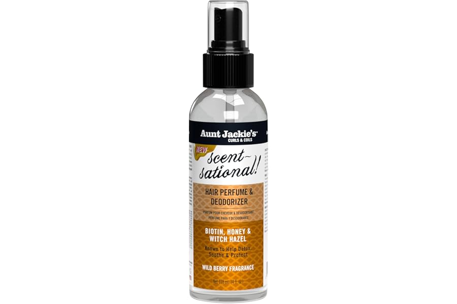 Aunt Jackie’s Braid + Twist Collection Scent-Sational Hair Perfume & Deodorizer – Neutralize Odors and Refresh Hair with Witch Hazel, Biotin, and Honey – 4 fl oz