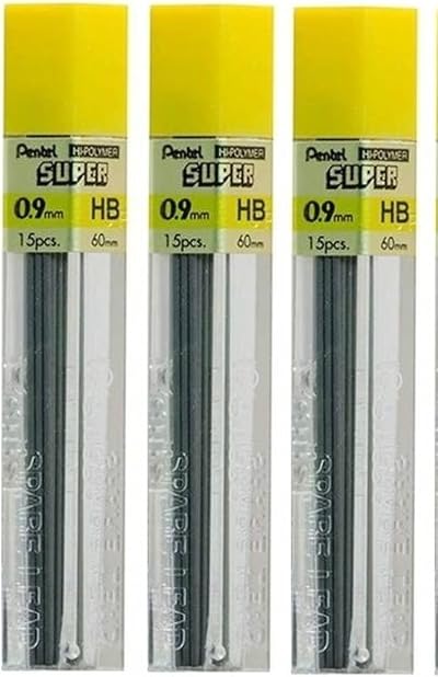Pentel 0.9mm HB Pencil Lead Refill Pack 45 Pieces 3 Tubes