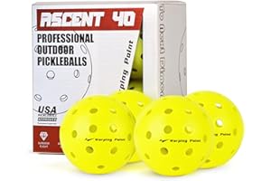 Warping Point Outdoor Pickleball Balls USAPA Approved | 4 Pack, 12 Pack | 40 Holes Competition Pickle Balls for Tournament Play | Crack Resistant Pickleball for Beginner Intermediate Pro Player