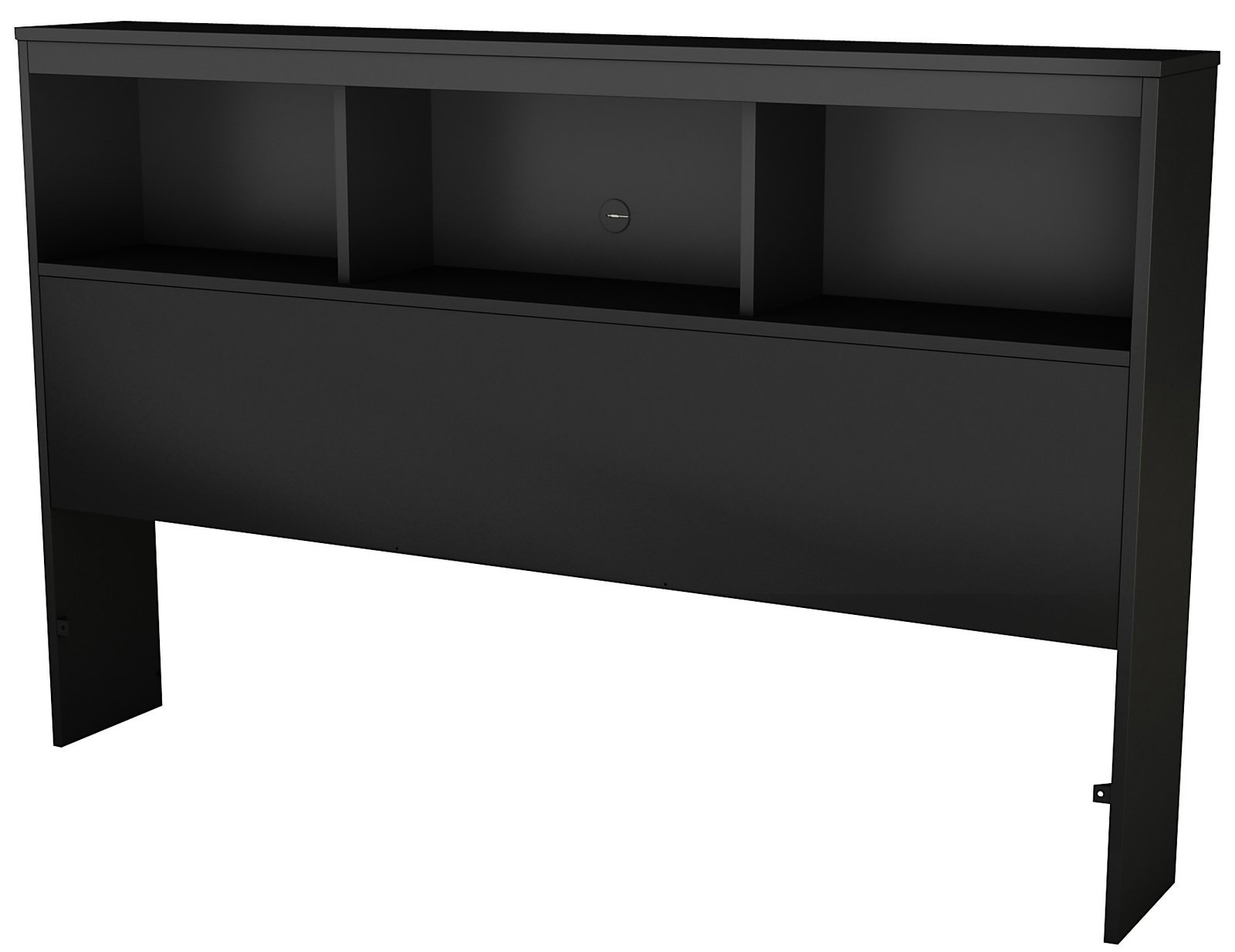 South Shore Spark Bookcase Headboard with Storage, Full 54-inch, Pure Black