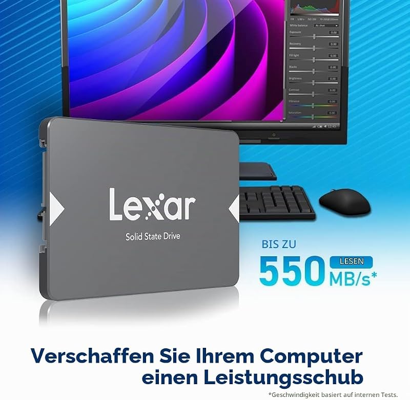NS100 2,5" SATA III (6Gb/s) Interne SSD 512GB, Solid-State-Laufwerk, SSD Festplatte Interne bis zu 550 MB/s Lesen, SATA SSD für Laptop, Desktop-Computer/PC