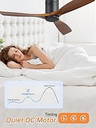 Sofucor Ceiling Fan no Lights, 52 Inch Low Profile