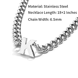 DuoDiner Letter L Necklace for Men Boy Silver