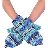 THE COLLECTION ROYAL Fingerless Fleece Lined Hand Knitted Cozy Woolen Fingerless Convertible Mitten Gloves Glittens Unisex