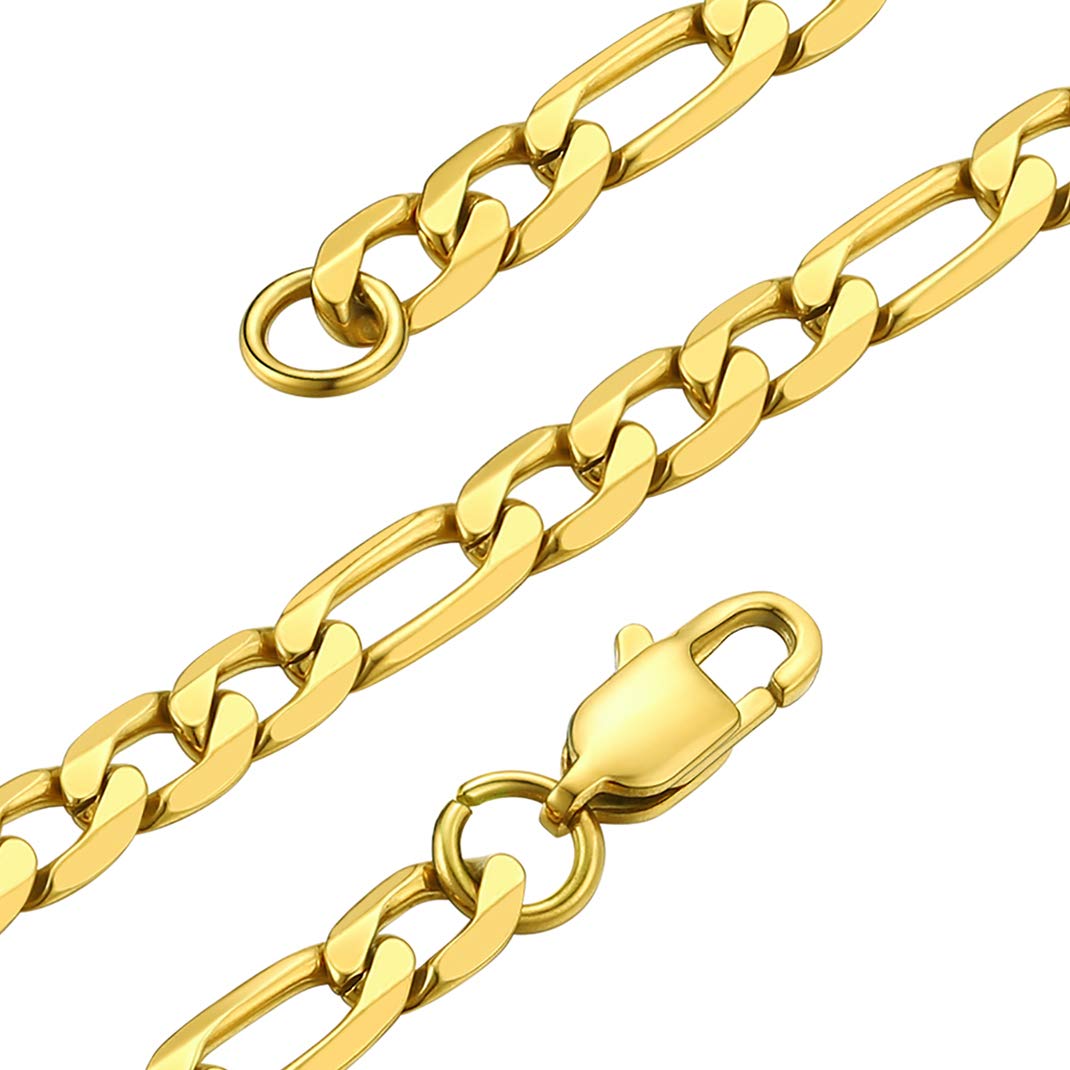 GoldChic Jewelry Gold Figaro Link, 18 Inch Men Chain Necklace