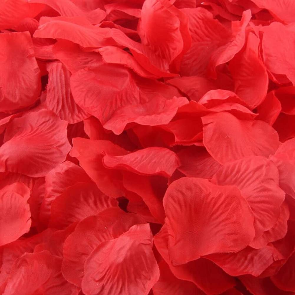 CHSYOO 1000 x Artificial Flora Petal Roses Flowers Confetti, Romantic Decorations for Wedding Birthday Bridal Shower Valentines Marriage Proposal, Red