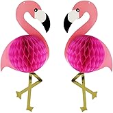 2Pcs Flamingo Honeycomb Hanging Decorations 21" Deal for Girls Luau Birthday Hawaiian Present Popular Party Supplies Banner Gift Pink