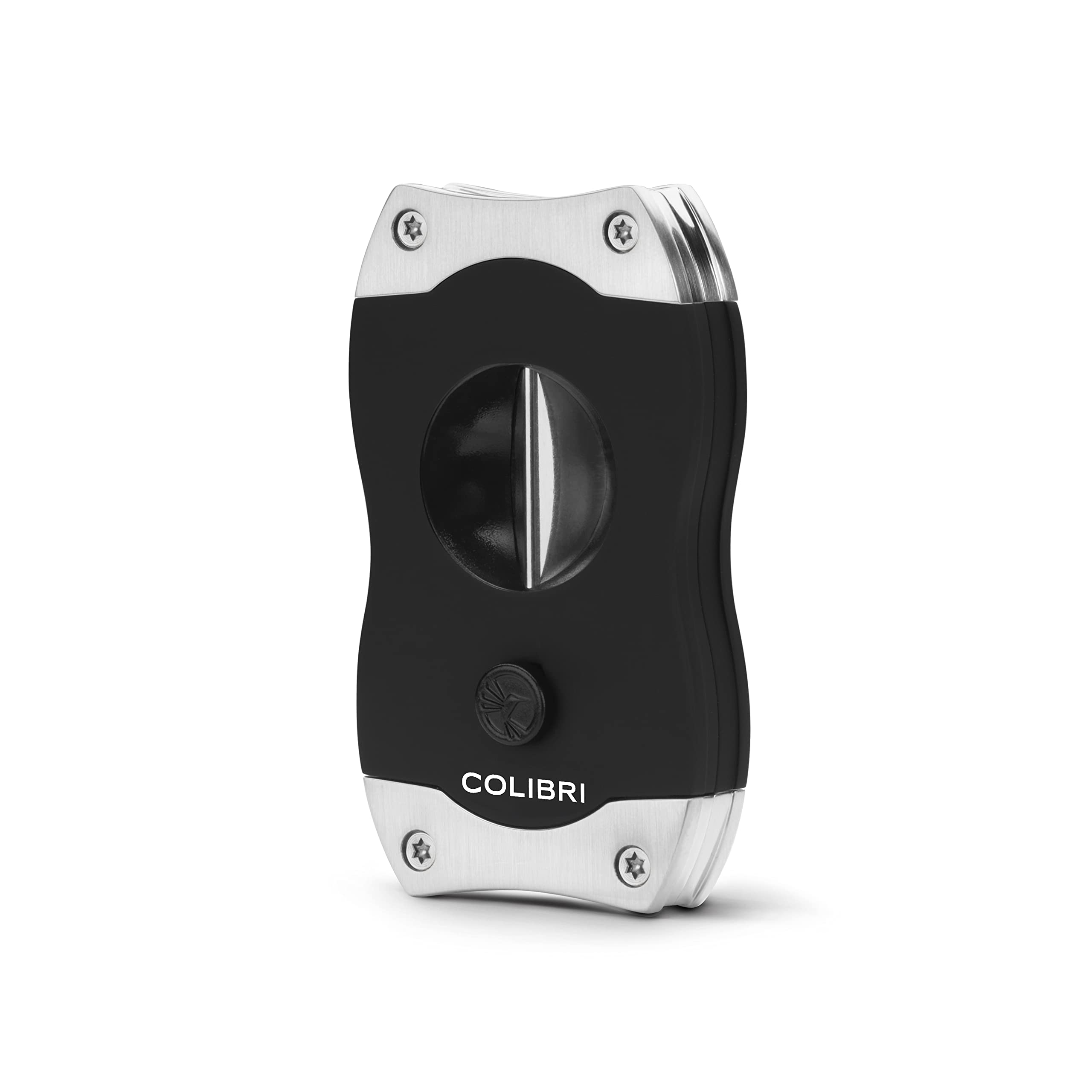 Colibri V-cut Cigar Cutter| Black |Spring Loaded Release - Deep 7mm V Cut - Up-to 60+ Ring Gauge Cigars - Ergonomic Design