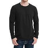 GOLDPKF T Shirts for Men Long Sleeve Cotton Crew Neck Work T Shirts Solid Casual Undershirt Pullover Tops