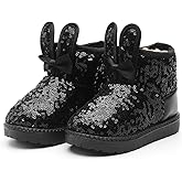 DADAWEN Boy's Girl's Warm Winter Sequin Waterpoof Outdoor Snow Boots