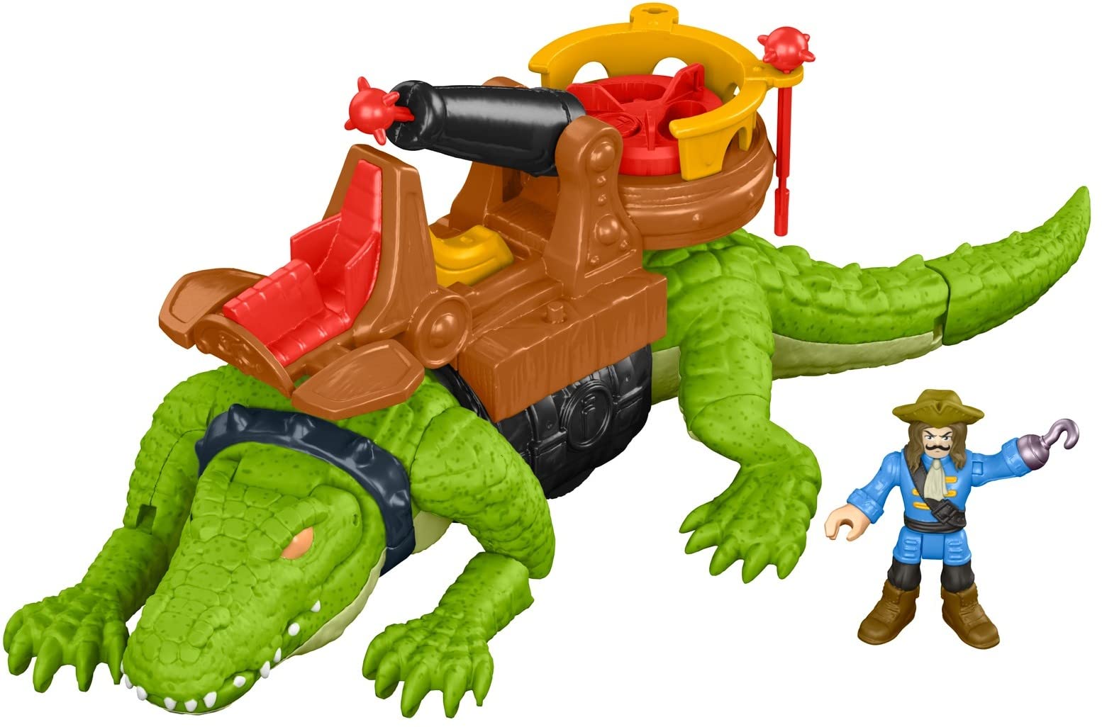 Fisher-Price Imaginext Preschool Toys Walking Croc & Pirate Hook 5-Piece Playset with Launcher for Pretend Play Ages 3+ Years