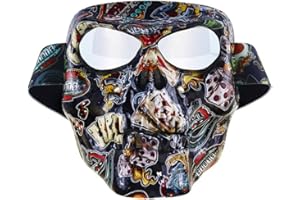 HONCENMAX Motorbike Off-Road Riding Goggles Glasses with Skull Face Mask - for Tactical Helmet Motorcycle Open Face Helmet