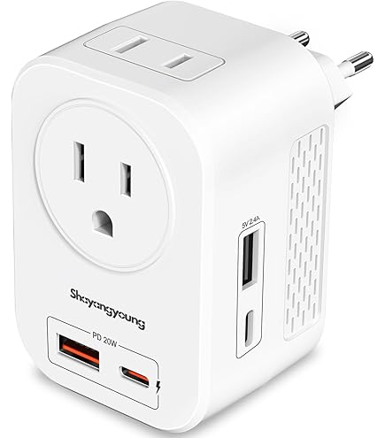 US To Iceland Travel Adapter - 6 Pack - For Phones & Tablets (White)