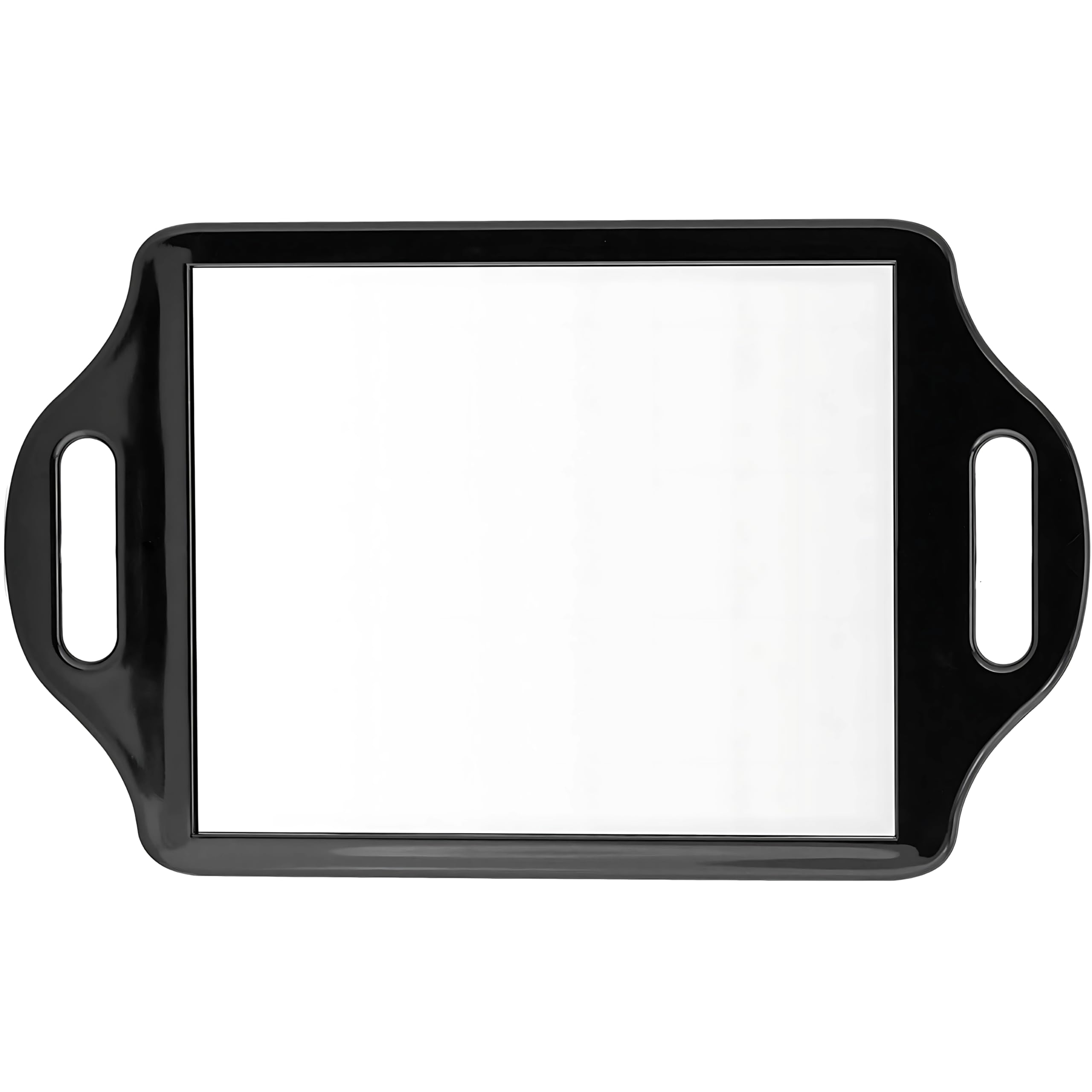 X-Large Barber Handheld Mirror with Twin Comfy Handles - Big & Long Back of Head Self Cut Mirror For Men's Haircut, Beauty Salon and Professional Hairdressing - 36cm x 22cm (Black)