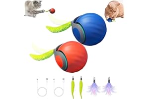 AUTRETY Interactive Cat Toys for Indoor Cats, Automatic Cat Toy with Tail, Electric Rolling Ball on Carpet,Cat Toys for Bored Indoor Adult Cats (2pc)